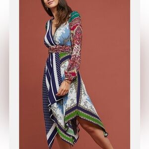 Anthropologie patchwork pattern handkerchief dress